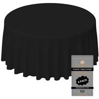 sundee Plastic Round Tablecloth inch, Pack Plastic Table 84 6 84 Black