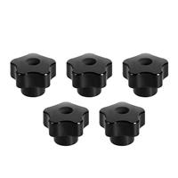 sourcing map Star Knob Grip Handle Diameter Insert M10 Brass 5 Black