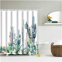 IcosaMro Cactus Shower Curtain for Bathroom with Hooks, 71Wx72L, Green