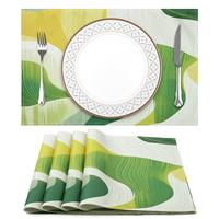Arquiel Place Mats Set of Washable Placemats, 4, 33x48CM (Green Yellow