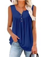 KISSMODA Sleeveless Tank Tops for Women Casual Summer Blue Medium