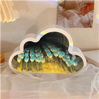 Neioaas Flower Cloud Tulip Mirror Night Light - DIY Tulip 20 Day(Blue