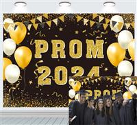 INRUI Prom Photography Background and 2024 Black Gold 2024 (2.4x1.8m)