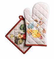 Maison d' Hermine Oven Mitt and Pot (19cm x 33cm) (20cm x 20cm) 100%