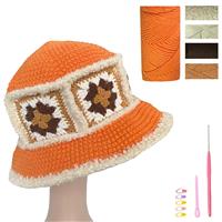 LEEJOPO Fisherman Hat Crochet Kit for Beginners Crochet Kit with Red)