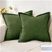MIULEE Corduroy Cushion Covers Soft Decorative 2 40x40cm Green