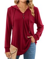 Beluring Ladies Tops Long Sleeve Swing Blouse Casual V Neck Black