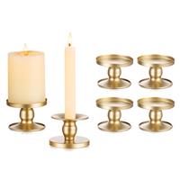 Romadedi Candle Holder Pillar: Metal Taper Stick Holder Black Small 6