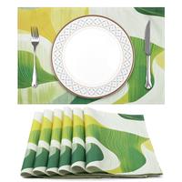 Arquiel Place Mats Set of Washable Placemats, 6, 33x48CM (Green Yellow