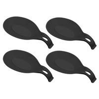 sourcing map Silicone Spoon Rest, Heat 9.25" x 4.72" Black 4Pcs
