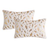 MIULEE Pack Fur Cushion Covers 2 Faux Gold Luxurious 30x50cm 12x20