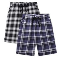 BAMBOO COOL Mens Pyjama Shorts Plaid Men's Pj Bottoms Sleepwear Bed 2