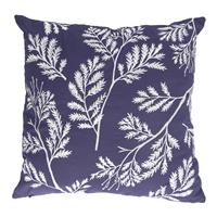 Gisela Graham 2 x Indigo Embroidered Fern Cushion w Pad