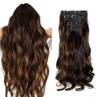 ZAIQUN Clip in Hair Straight Curly Extensions 4 Extensions 18" 24"
