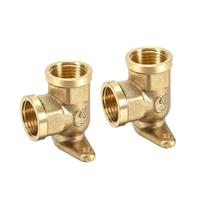 sourcing map Pipe Fitting Degree Drop Ear Brass 90 G1/2 X G1/2 2pcs