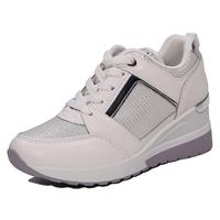 EETTARO Women's Wedge Heel Trainers Walking Shoes(White Numeric_7)