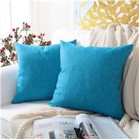 MERNETTE Pack of Linen Decorative Square 2, 18x18 Inch/45x45 cm Blue)