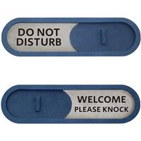 Do not Disturb Welcome Please Knock Sign - Privacy Slide (Blue) Text
