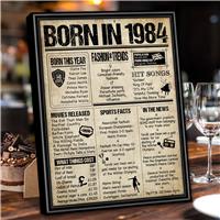 Benjia Birthday Poster Framed UK, Happy 1984 40th 40 Black 8x10