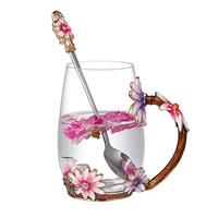 evecase Enamels Daisy Flower Tea Cup/Coffee Mug with Spoon Set, Gifts