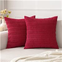 MIULEE Pack of Corduroy Square Cushion Cover Magenta 2 50x50 cm 20x20