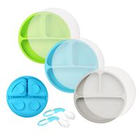 ANTUREBAY Suction Plates for Babies, 100% (Blue,Green-with