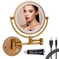 RECKODOR Bathroom Mirror Makeup,Brass Extending 5X 360 Rotation,2600