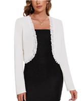 MINTLIMIT Bolero Cardigans for Women Open Front Shrugs (White XL)