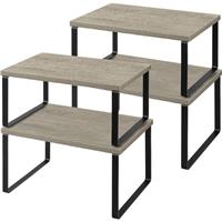 UOMIO Kitchen Cabinet Countertop Organisers Wooden 4 Expandable Black