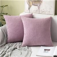 MIULEE Set of Decorative Corduroy Cushion 2 18x18 Inches, 45cm x 45cm