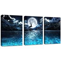 FajerminArt Panels Framed Canvas Wall Art 3 Blue Blue 30x40cmx3Pcs