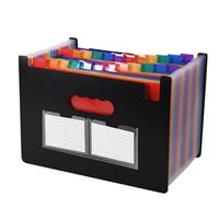 LznYi Pockets File Folder with 24 Expanding Larger Letter/A4 Black
