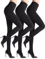 ZIHUA Pairs Winter Fleece Lined Tights 3 120 Black 140g Pair(M,Black)
