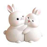 Sharplace Rabbit Bookends Book Stopper Cute Animal Bookends White