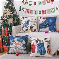 Snylcce Set of Christmas Pillow Covers - Cotton 4 Blue 18x18 Inches