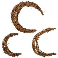 PRETYZOOM Halloween Moon Grapevine Wreath Rings: Moon Shape Wooden