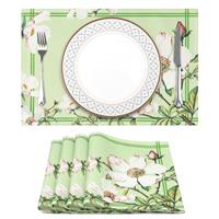 Arquiel Place Mats Set of Flower Washable 4, Pink Green (33x48CM)