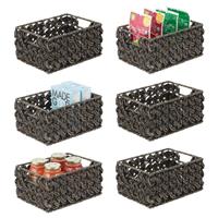 mDesign Wicker Storage - Wicker Baskets for Kitchen Boxes Small 6