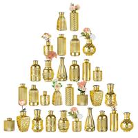 NUPTIO Bud Vase Pcs Vases Vintage Wedding Table Gold Small: 30 Glass