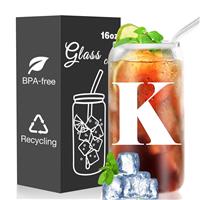 CAPRIFIC Gifts for Women Personalised Initial Cup with Glass 16oz