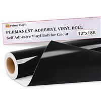 Prime Vinyl Permanent Vinyl for Cricut, Self Black 12" x 18 Black