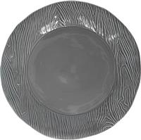 Gisela Graham 2 x Grey Ceramic Wood Effect Round Platter