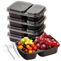 MEEYUU Meal Prep Containers Pack] Compartment [5 2 Box, (5Pack,Black)