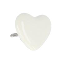 12 x Gisela Graham Cream Ceramic Heart Knob - 4cm