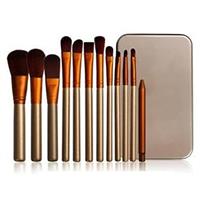 Glamza and Face Foundation Eye Lip MakeUp Brushes Set 12pc Gold White