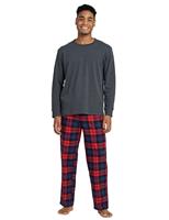 LAPASA Men's Cotton Pajama Set Cotton Jersey 100% M79 Red Blue, Small)