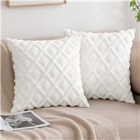 MIULEE Christmas Fluffy Pillowcase Wool Luxury 2 16x16 White