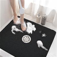 HITSLAM Square Loofah Shower Mat, Bath Mat Non Slip 60 x 60 cm Black