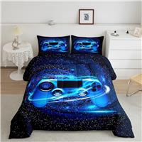 Games Comforter Video Game Gaming Duvet for Kids Blue Galaxy 2 3Pcs