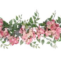 Gisela Graham 6 x Pink Hydrangea/Green Leaf Branch